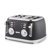 Black Retrovive 4 Slice Bread Toaster 6 Browning Levels 1500W