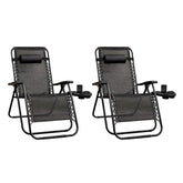 Pack Of 2 Zero Gravity Reclining Lounger Chairs With Cup Holders