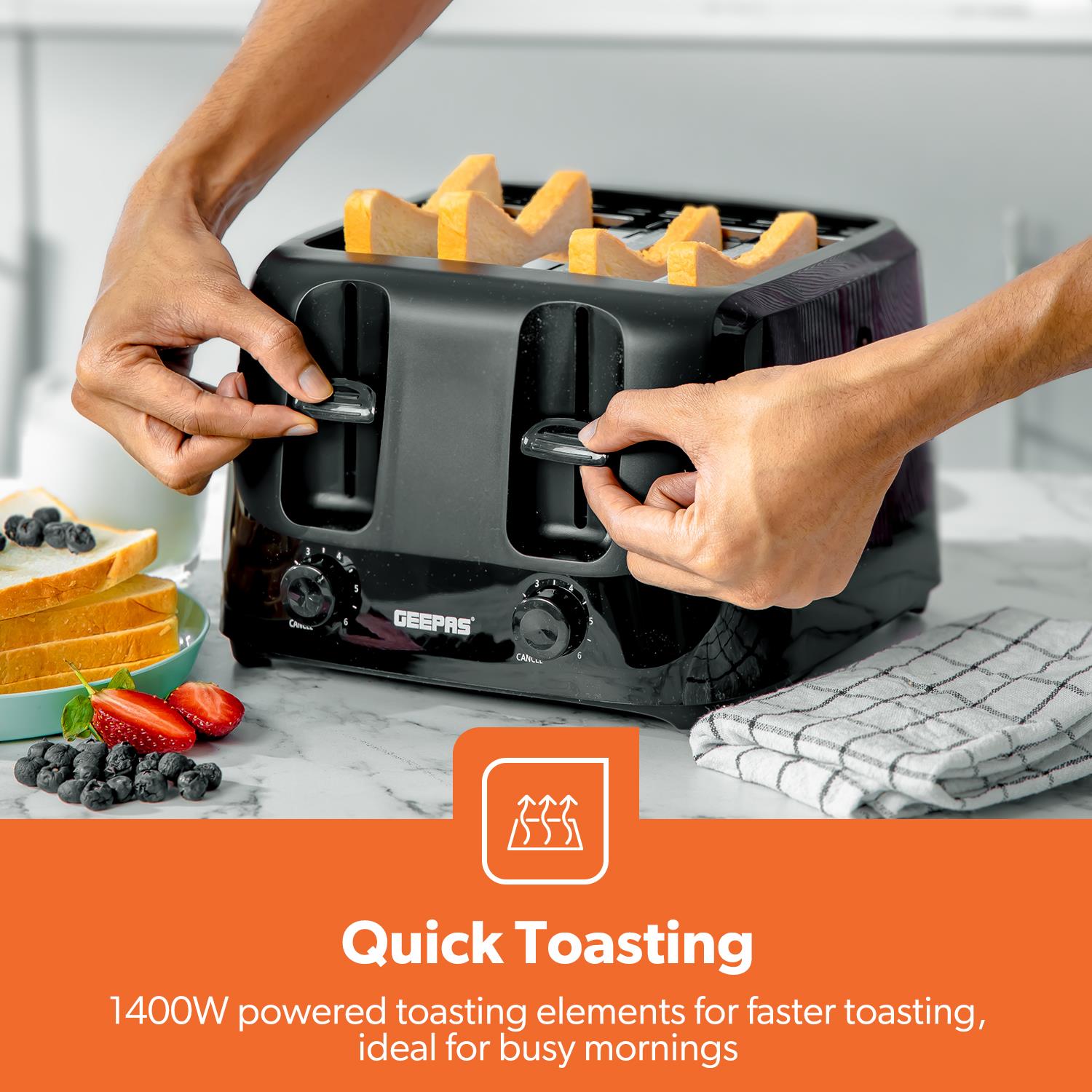 1.8L Stainless Steel Kettle & 4-Slice Toaster Combo
