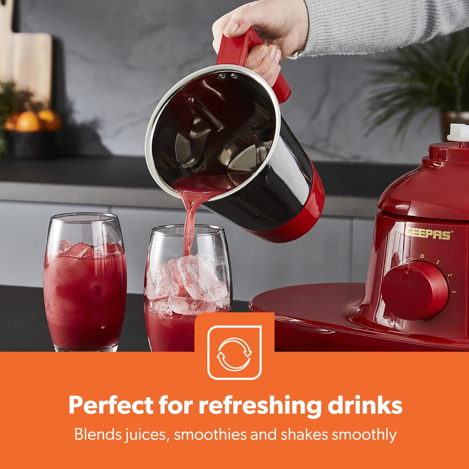 Red 750W Wet and Dry 3-In-1 Mixer Grinder With Stainless Steel Jars