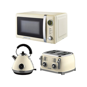 Retrovive Cream Electric Kettle, Toaster and Microwave Oven Set