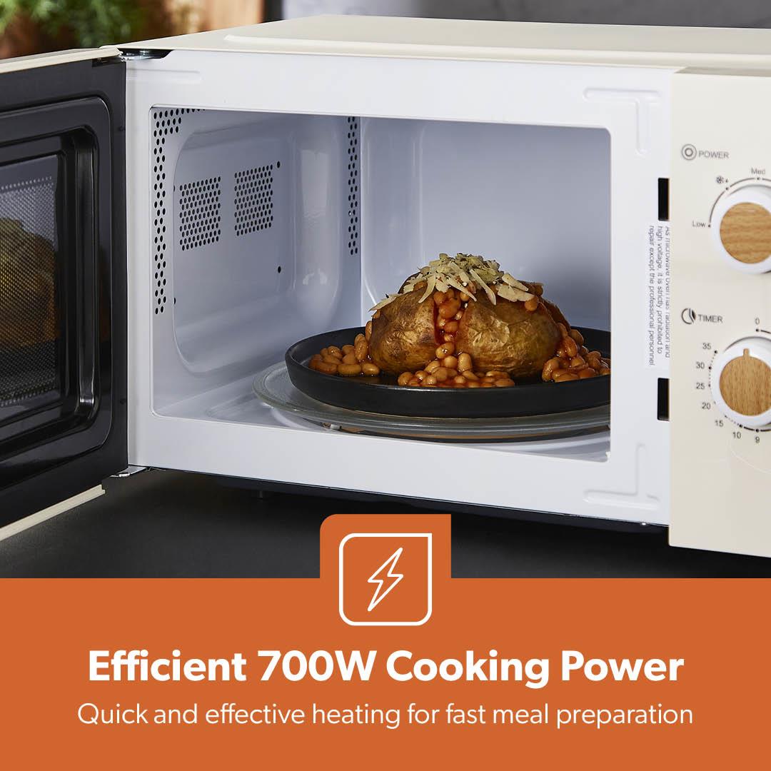 20L Cream NordiQ Solo Microwave Oven With 5 Power Levels 700W