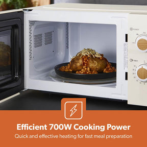 20L Cream NordiQ Solo Microwave Oven With 5 Power Levels 700W