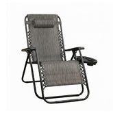 Grey Zero Gravity Reclining Lounger Chair With Headrest and Cup Holder