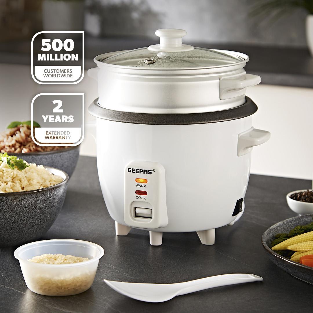 3-In-1 White Automatic Electric Rice Cooker and Steamer 0.6L