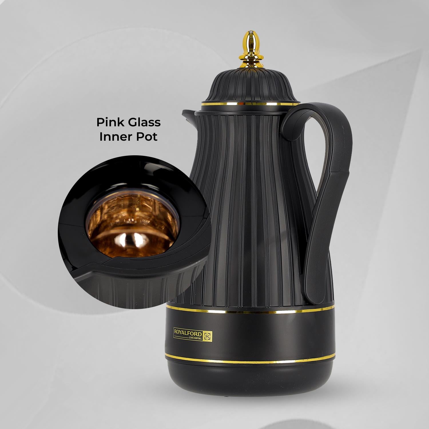 1L Royal Black Insulated Vacuum Flask Thermos Jug