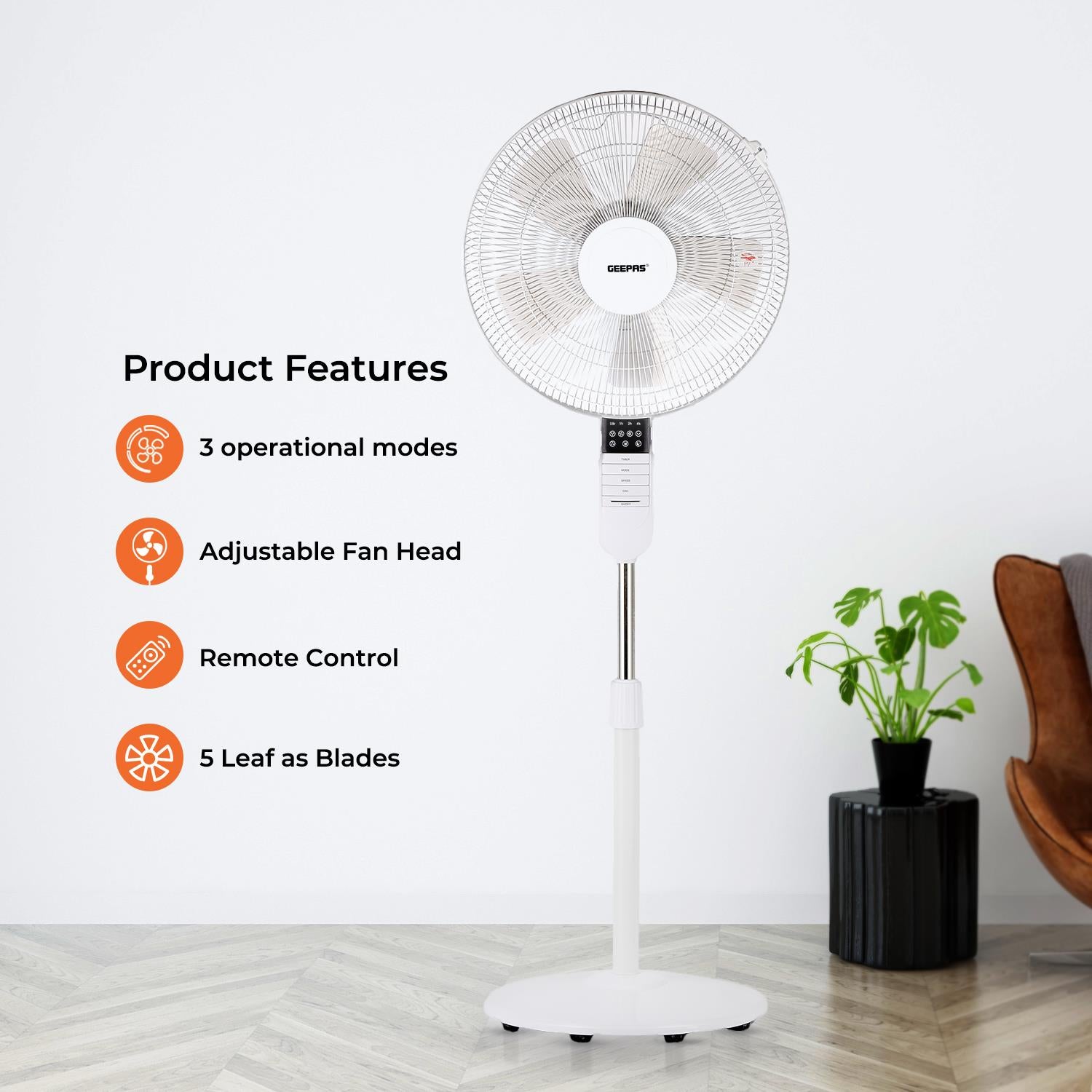 16-Inch Remote Controlled Oscillating Pedestal Fan