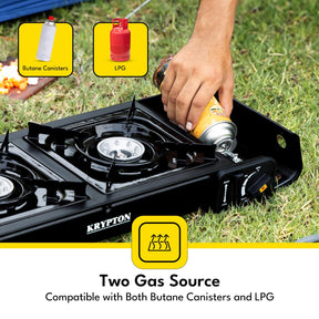Double Burner Portable Outdoor & Indoor Gas Stove Cooker