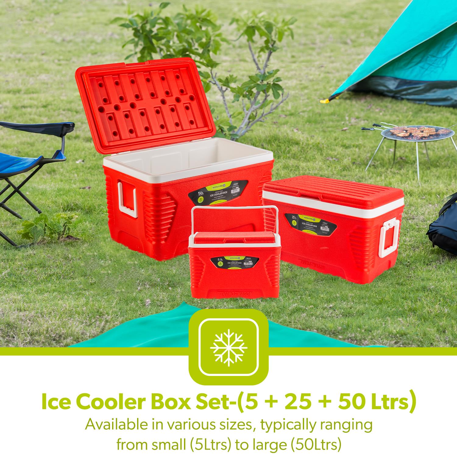 Red 3-Piece Ice Chest Cooler Set (5L, 25L & 50L)