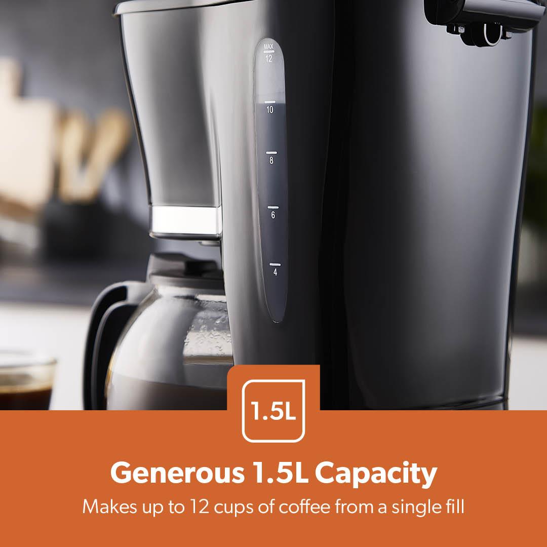 Black 1.5L Filter Coffee Machine & Coffee Grinder Set