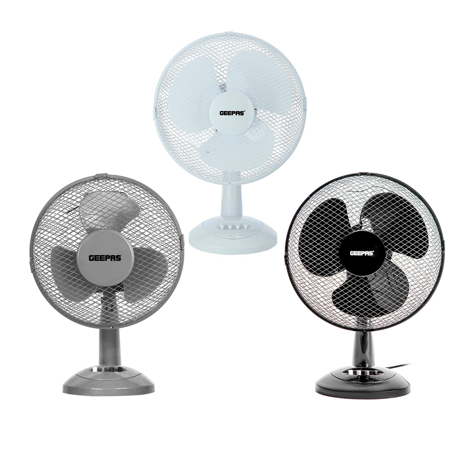 12-Inch Portable Oscillating Desk Fan (White, Grey, Black)