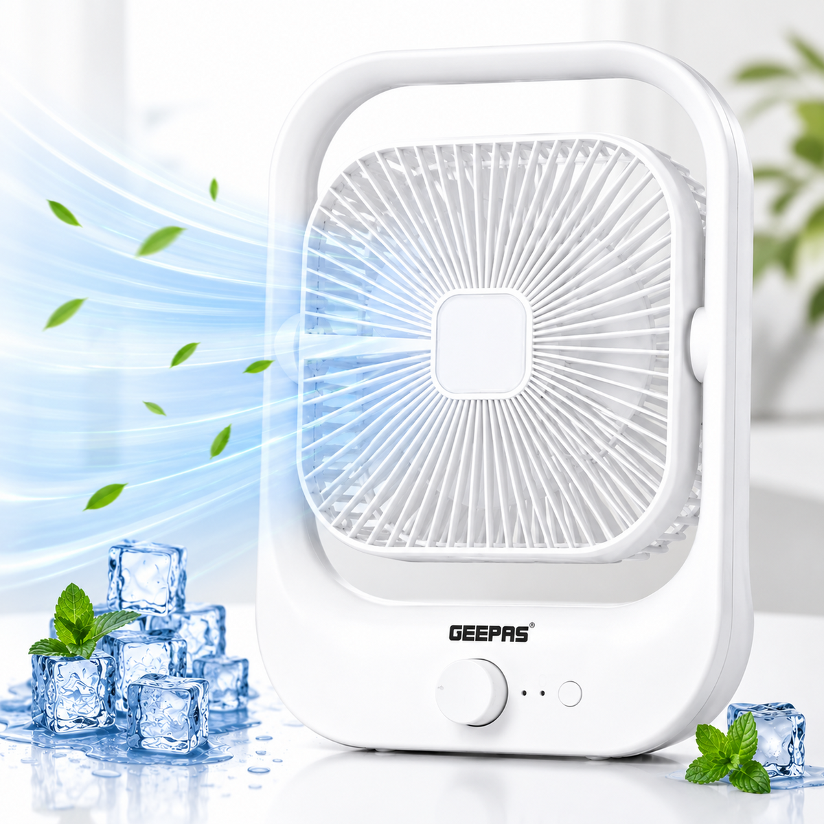 USB Rechargeable Desk Fan Silent Cooling 3 Speed LED