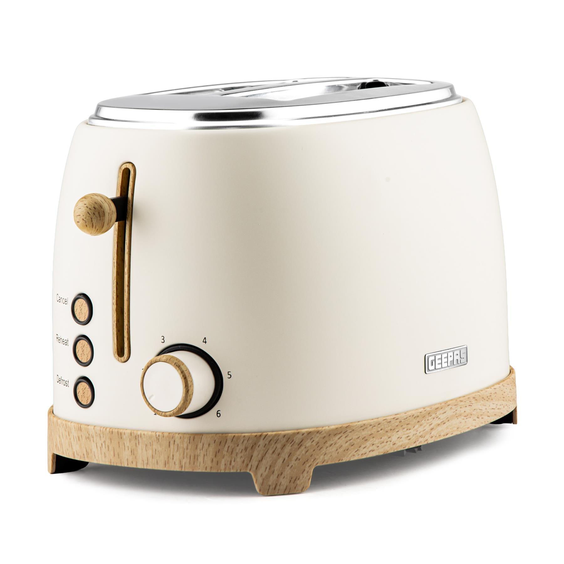 NordiQ Cream 2-Slice Bread Toaster With 6 Browning Levels