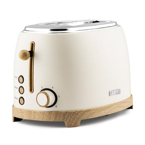 NordiQ Cream 2-Slice Bread Toaster With 6 Browning Levels