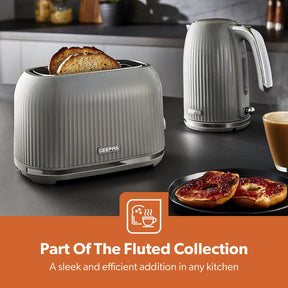 Fluted 2-Slice Toaster and 1.7L Electric Kettle Set In Grey