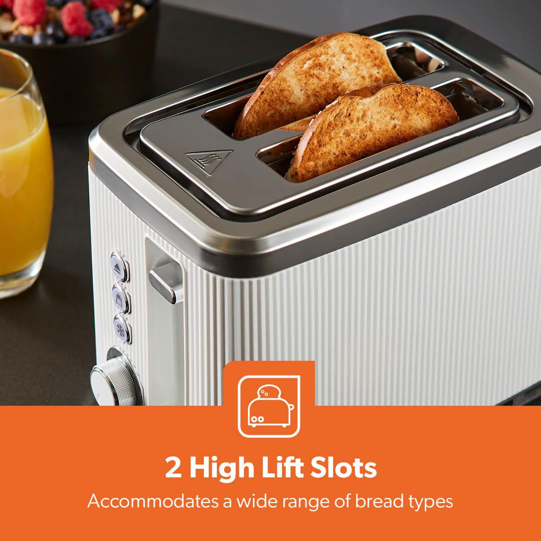 White Arcus 2 Slice Toaster With 7 Browning Levels