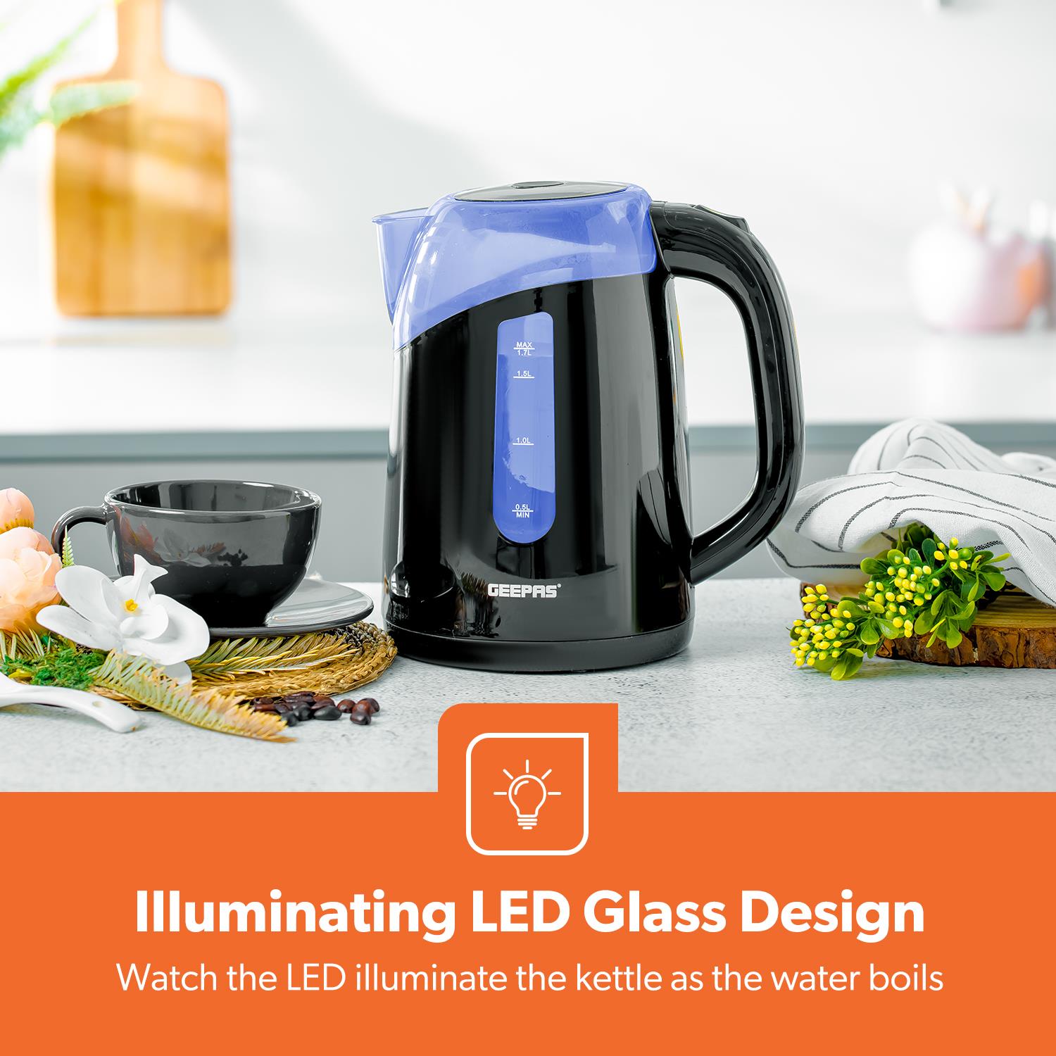 2 Slice Toaster & 1.7L Illuminating Electric Kettle Set