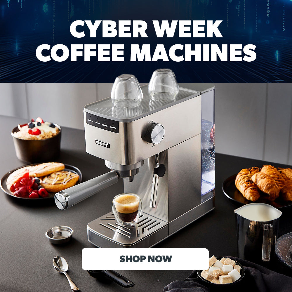 Cyber week deals on coffee machines, espresso machines and other coffee appliances.