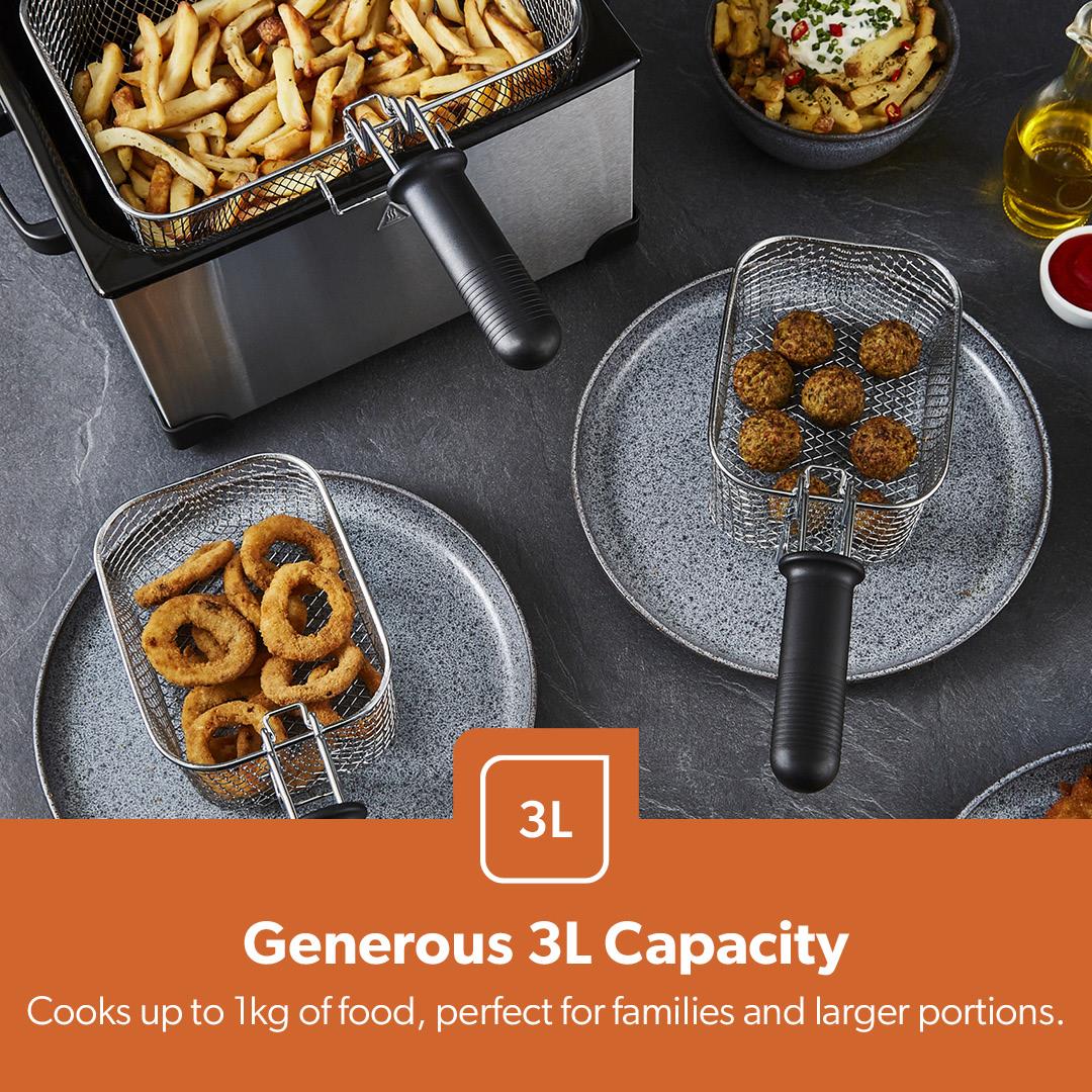 5L Stainless Steel Electric Deep Fat Fryer With Triple Baskets 2000W