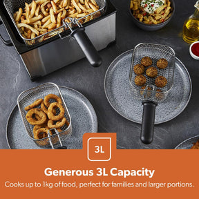 5L Stainless Steel Electric Deep Fat Fryer With Triple Baskets 2000W