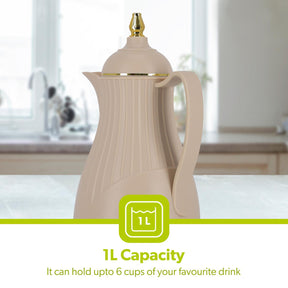 Royal Beige 1-Litre Insulated Vacuum Flask Thermos Jug