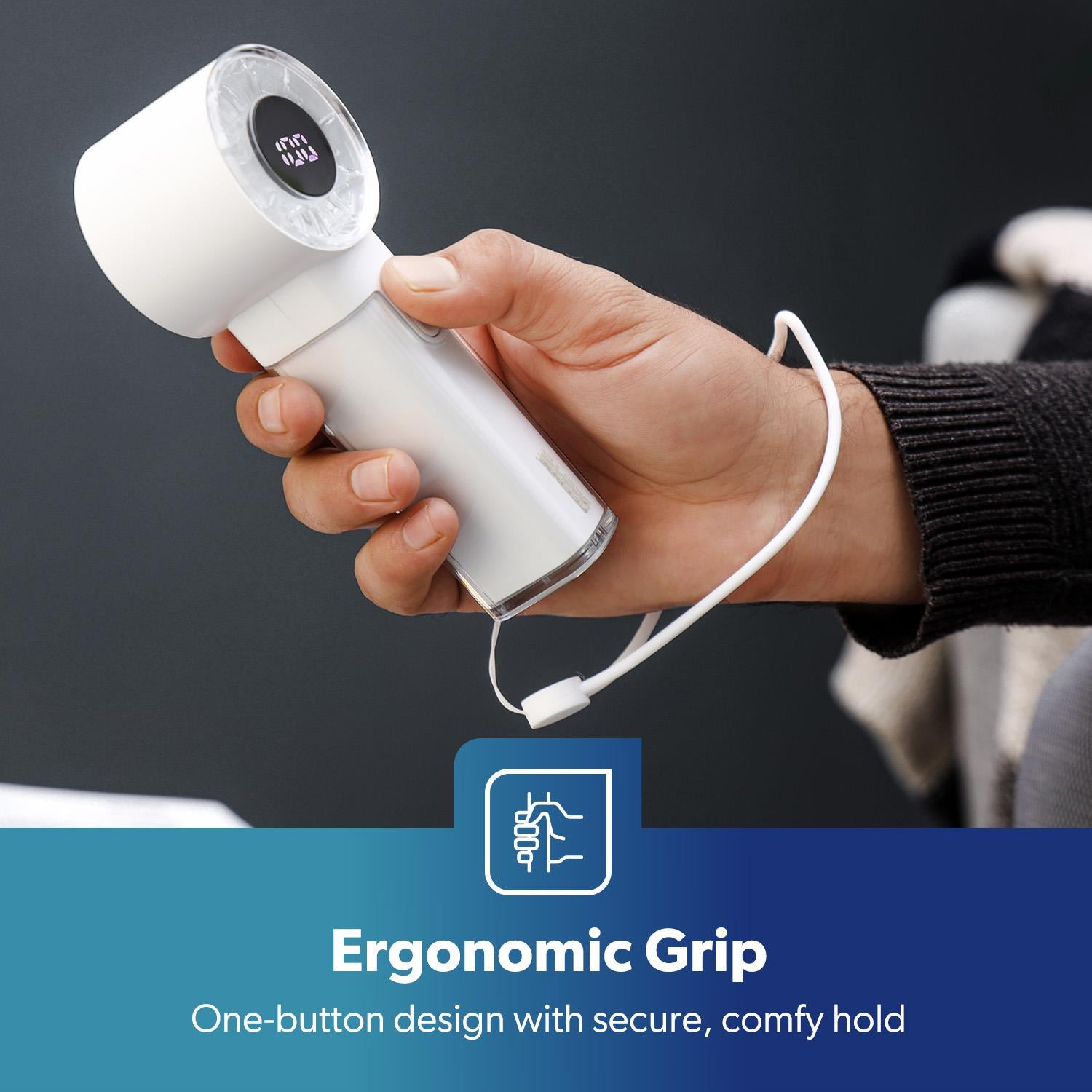 2-Pack White Hand Held Mini Digital 100-Speed Travel Fans