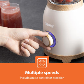 NordiQ Cream 2-In-1 Jug Blender With 1.5L Glass Jug 800W