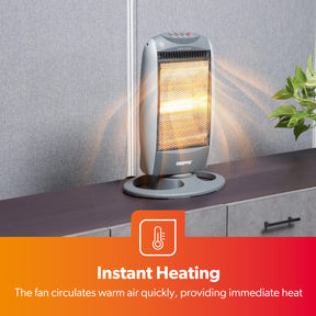 Set Of 2 Grey Instant Halogen Heaters With 3 Heat Settings