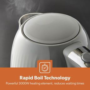 1.7L Grey Fluted Rapid Boil Cordless Electric Jug Kettle