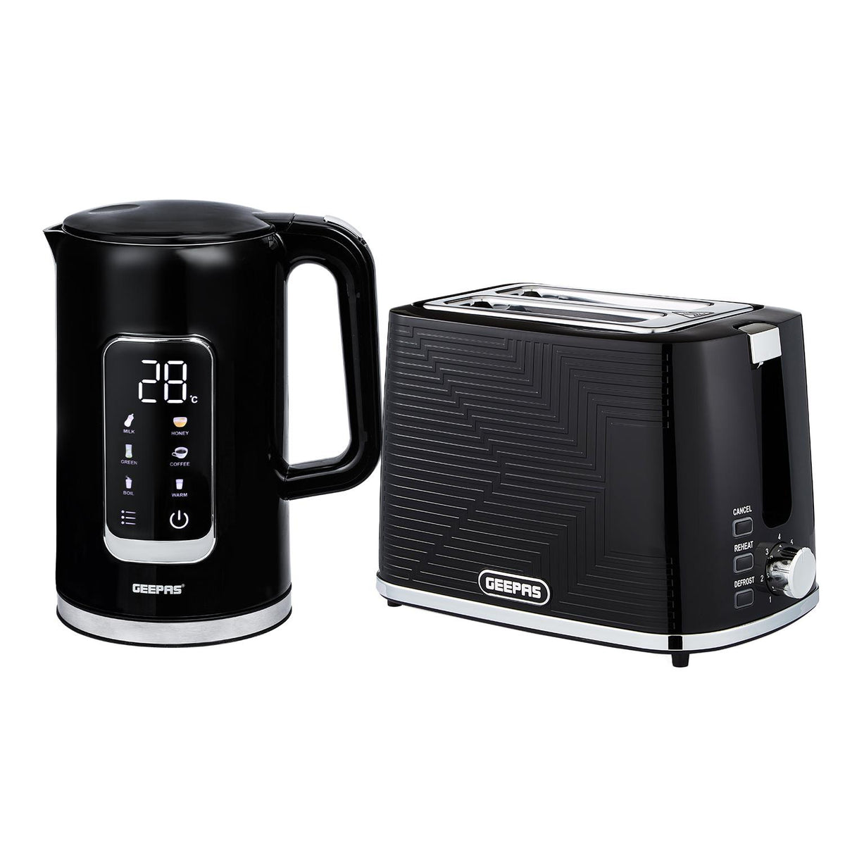 1.7L Digital Electric Kettle & 2-Slice Bread Toaster Combo Set