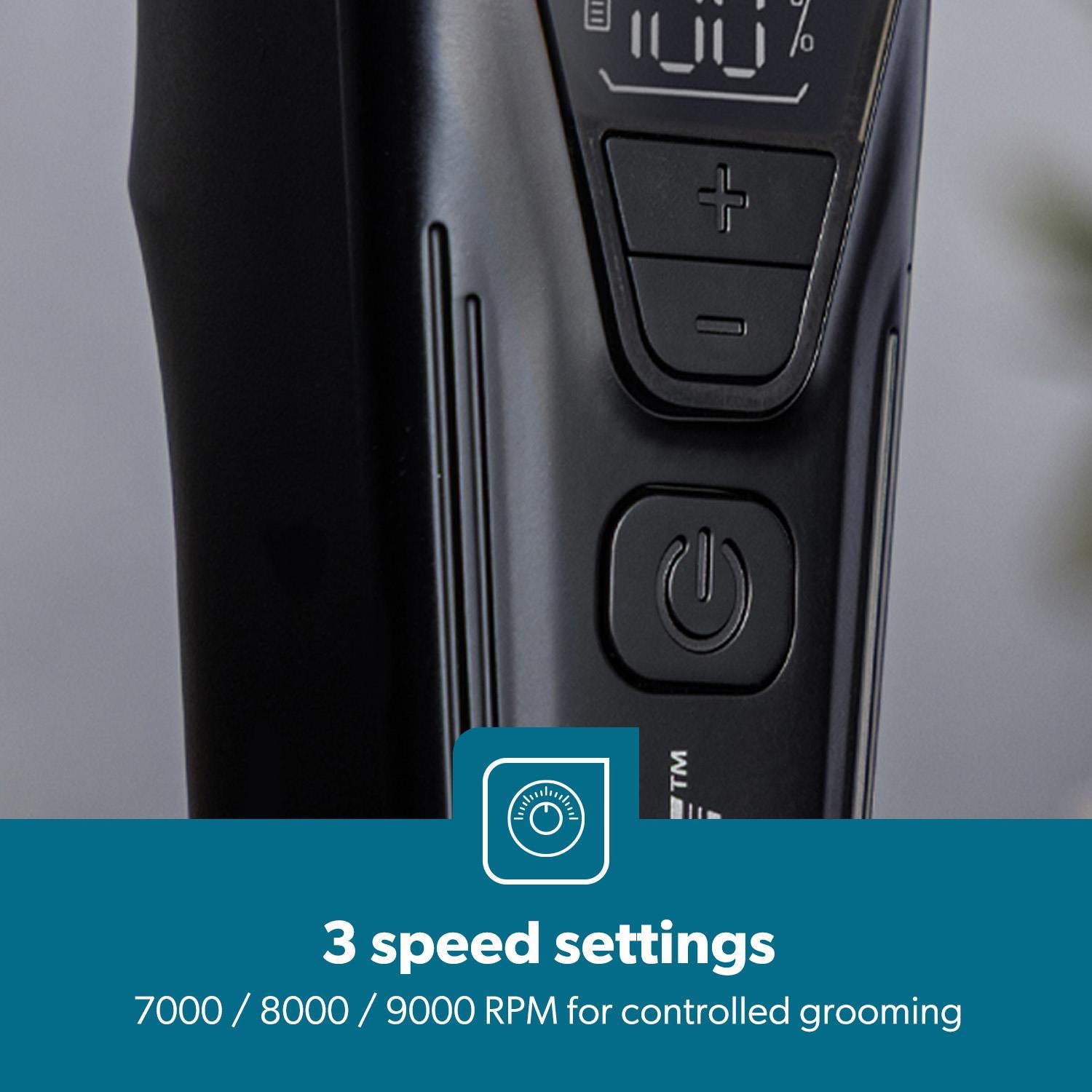 9000 RPM DLC Stainless Steel Digital Clipper and Trimmer