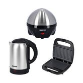 3-in-1 Egg Boiler Poacher Panini Sandwich Press 1.8L Electric Kettle Set