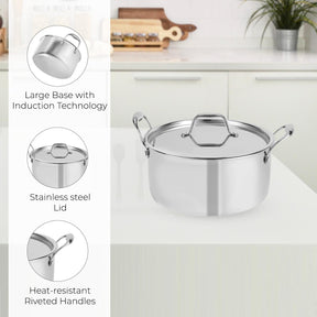 24cm Triply Stainless Steel Casserole Dish With Lid