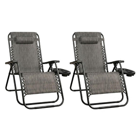 2 Pack Of Zero Gravity Reclining Folding Lounger Chairs