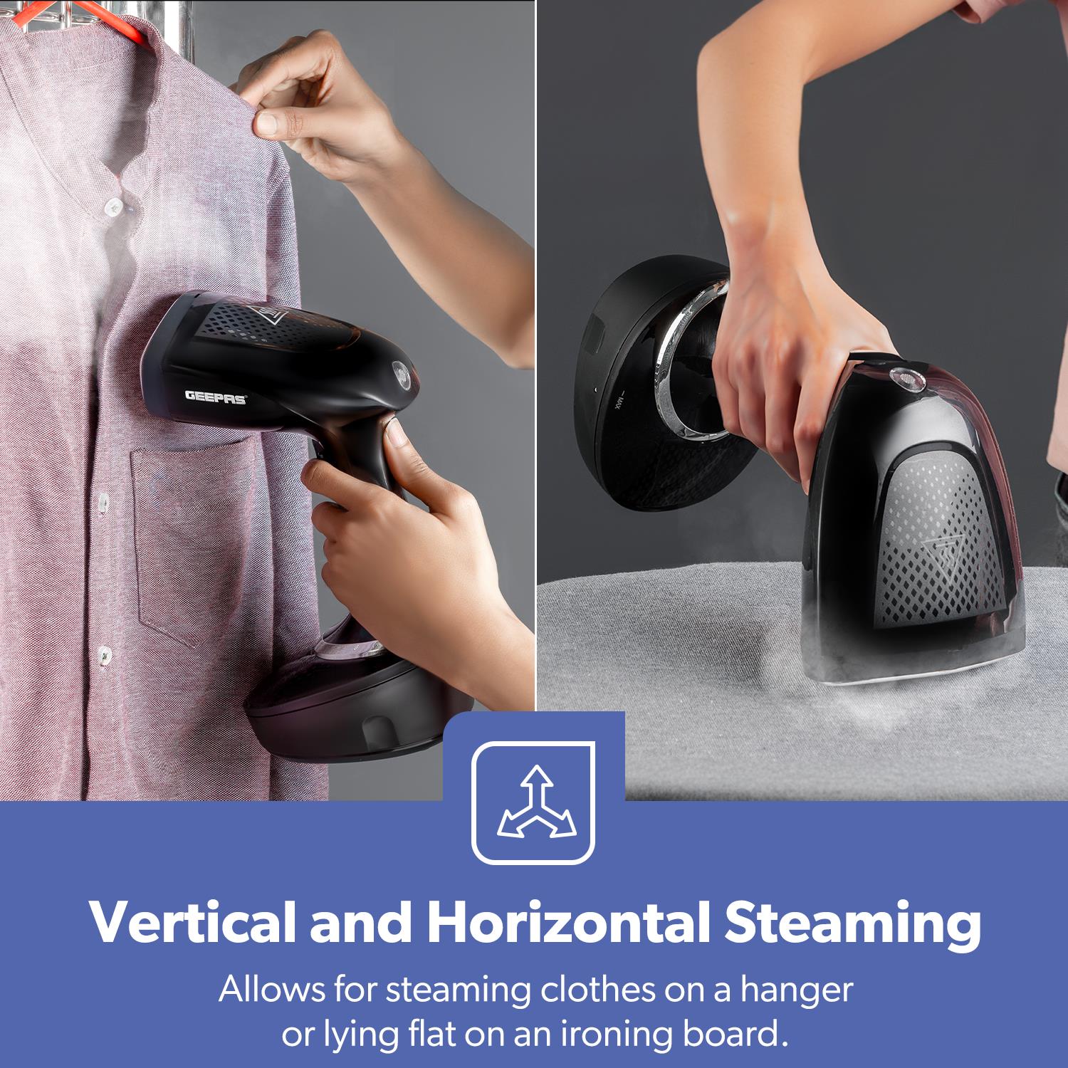 1500W Vertical Black Handheld Garment Steamer 400ml