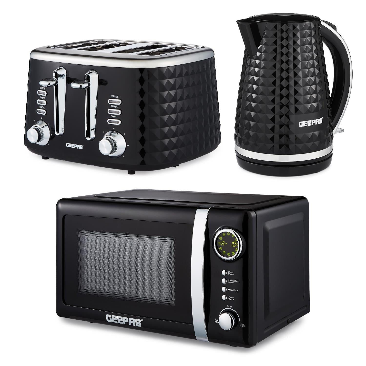 Digital 20L Microwave, Argyle Collection 1.7L Kettle & 4 Slice Toaster Set