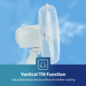 Quiet 9-Inch White Electric Portable Desk Fan