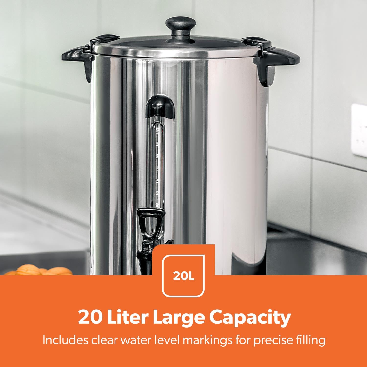 20L Stainless Steel Hot Water Boiler and Catering Urn (1650W)