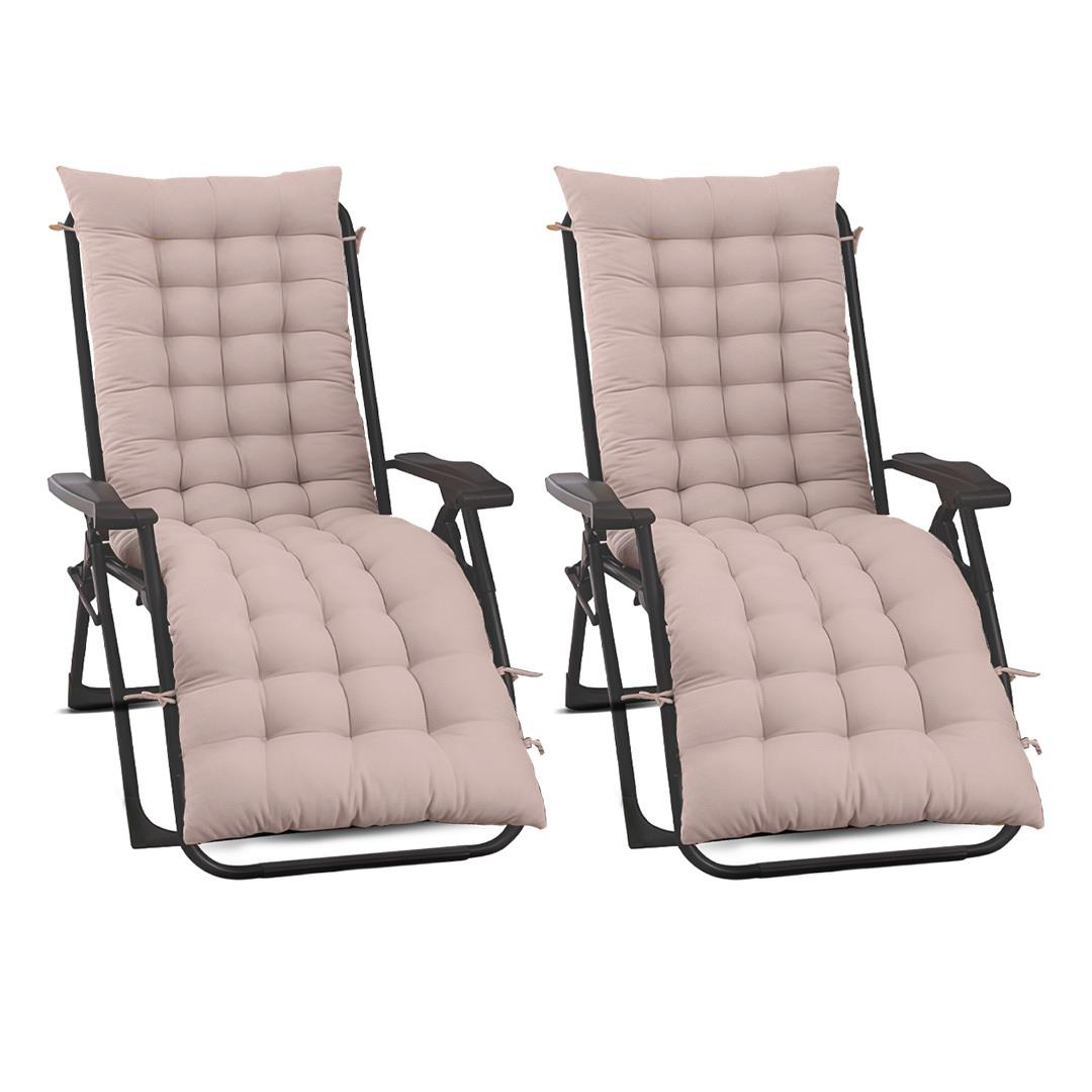 Cream Pack Of 2 Sun Lounger Cushions For Recliner Chair