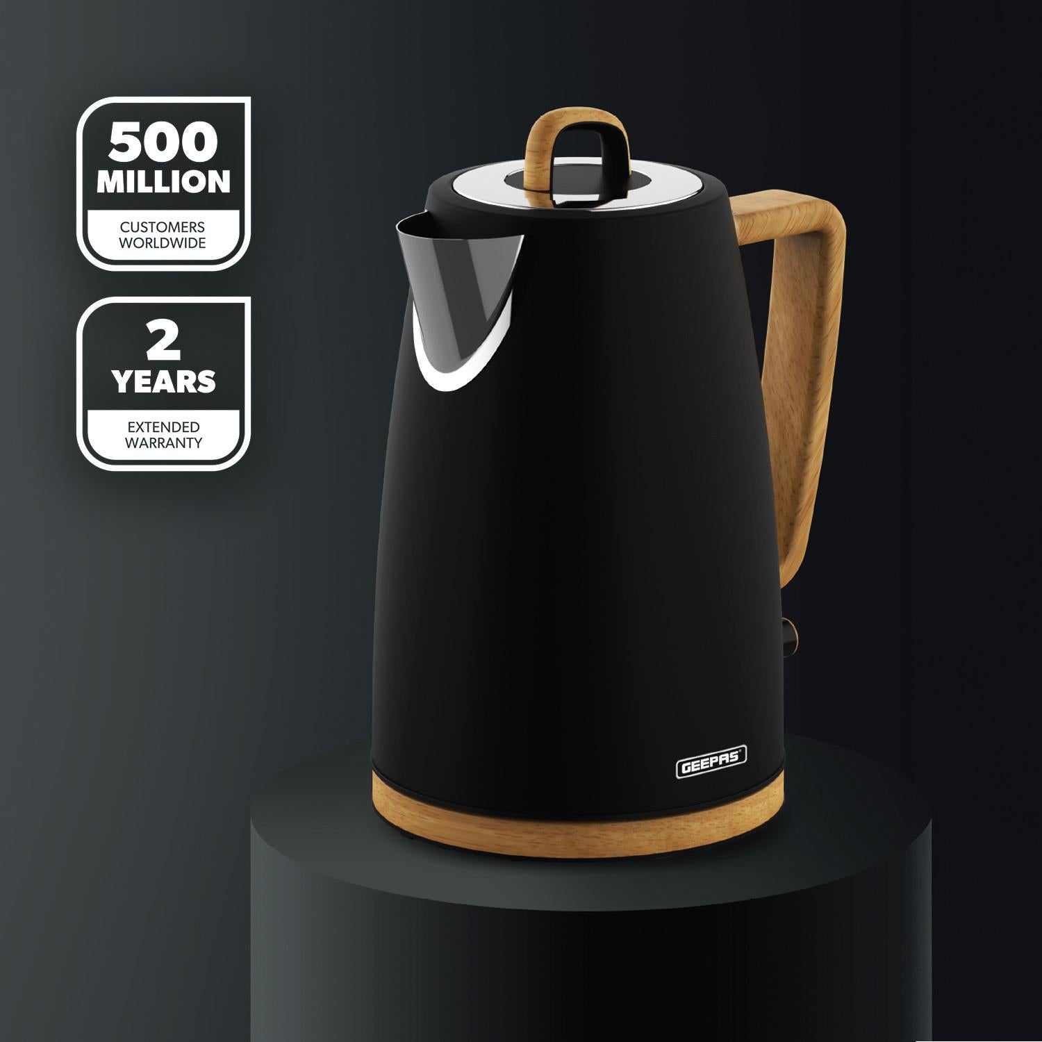 NordiQ Black 1.7L Fast Boil Stainless Steel Electric Kettle