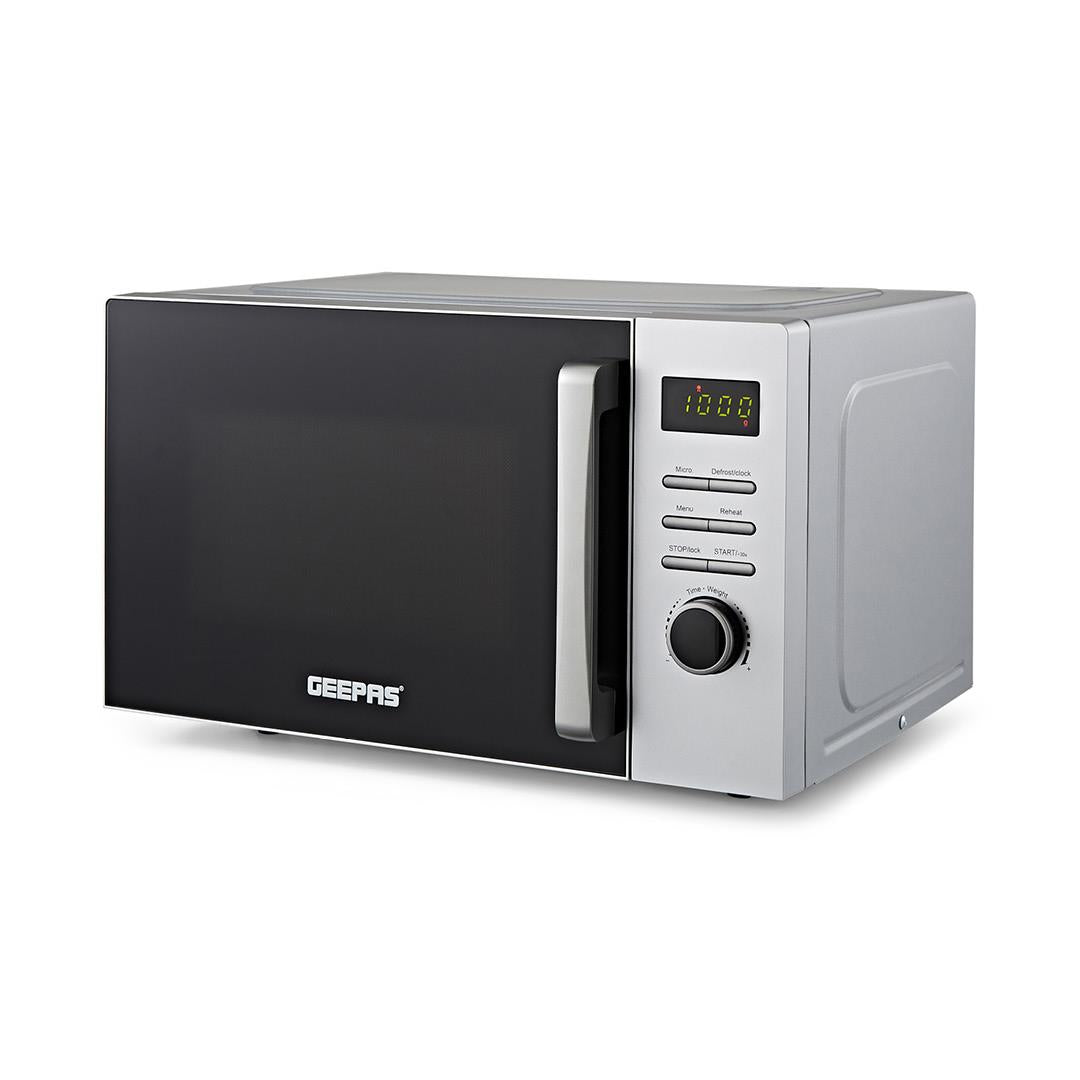 23L Digital Microwave Oven With Auto Cook, Defrost & LED Display, Silver