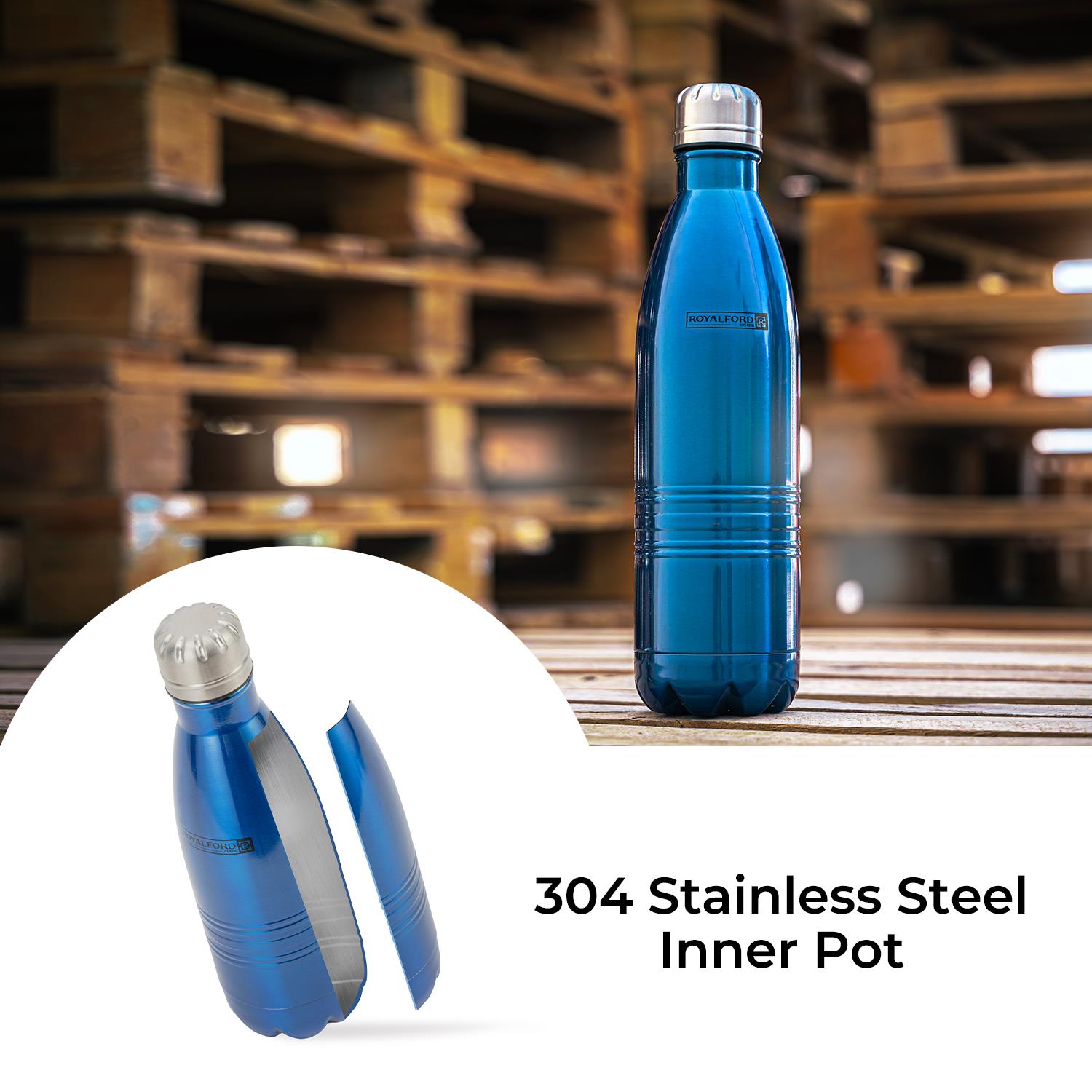 750ml Blue Stainless Steel Insulated Thermal Flask