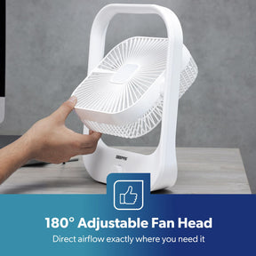 USB Rechargeable Desk Fan Silent Cooling 3 Speed LED