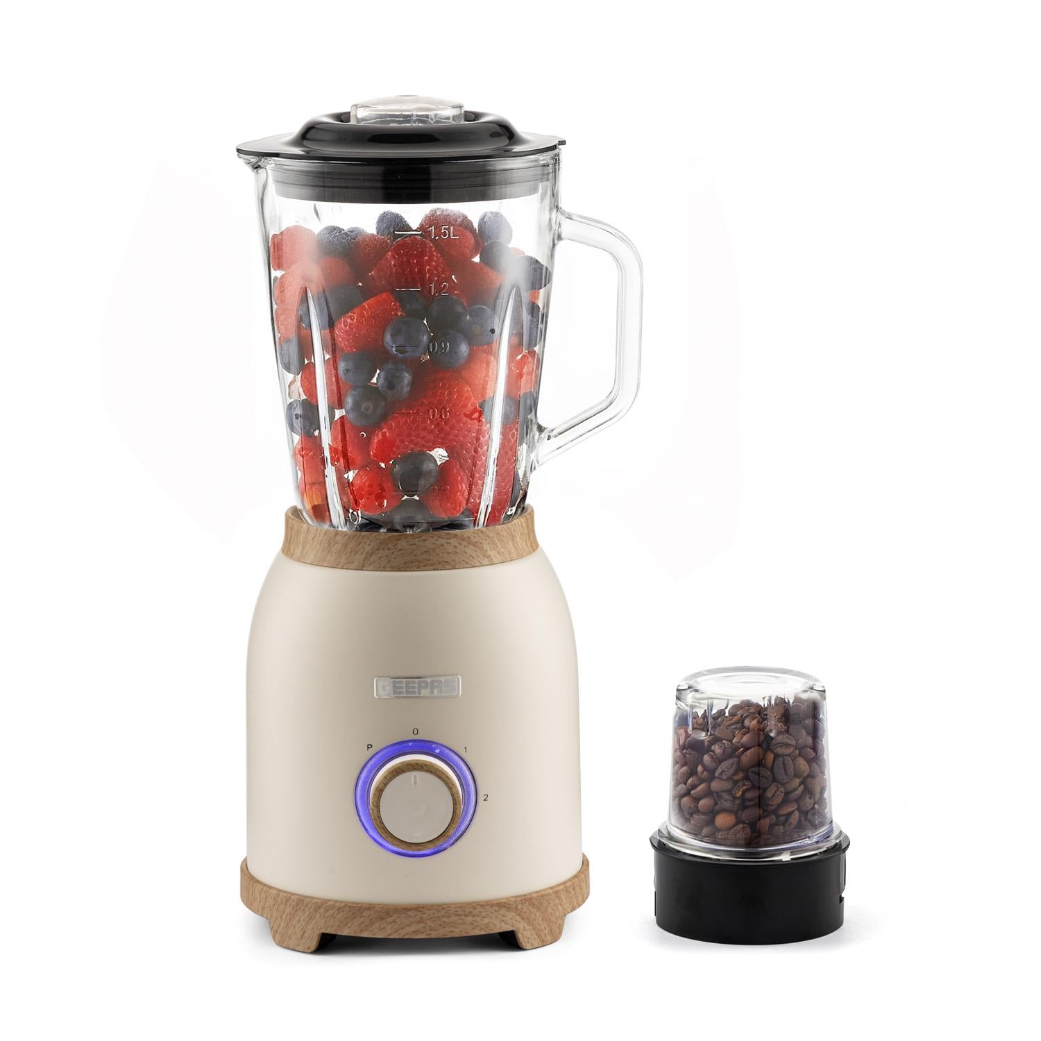 NordiQ Cream 2-In-1 Jug Blender With 1.5L Glass Jug 800W