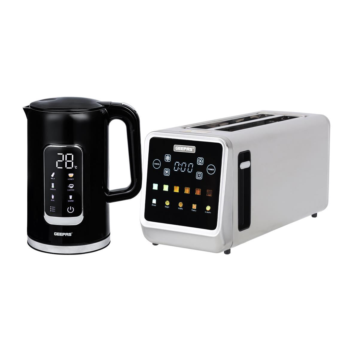 5-In-2 Digital 4-Slice Long Toaster & Digital Electric Kettle Set