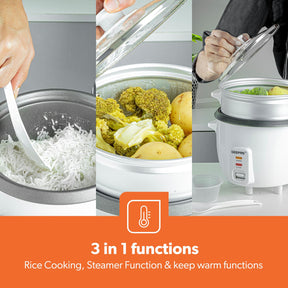 3-In-1 White Automatic Electric Rice Cooker and Steamer 0.6L