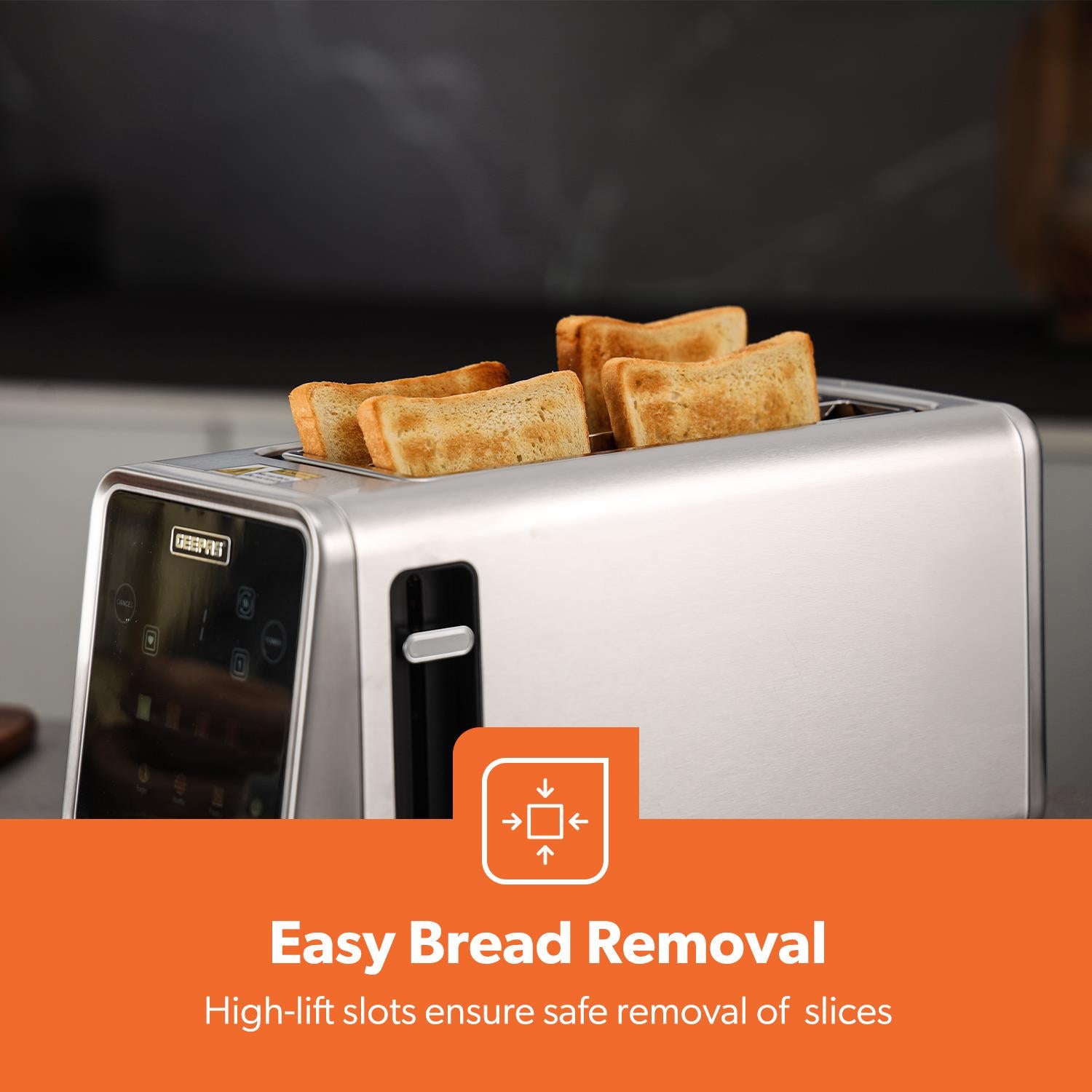 1450W High-Power Touchscreen Digital Extra-Long Toaster With Timer