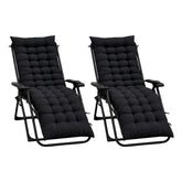 Black Set Of 2 Sun Lounger Cushions For Recliner Lounger Chairs