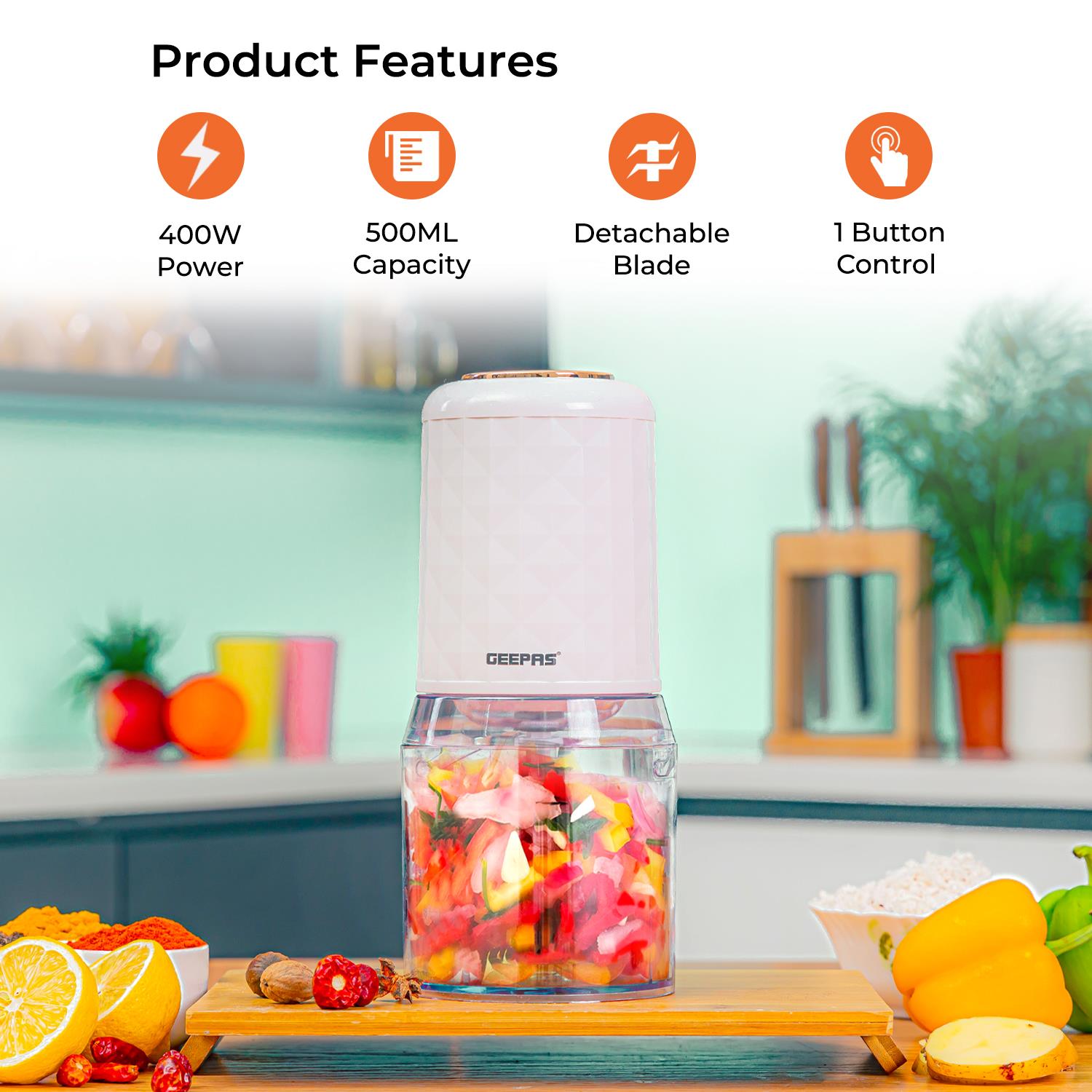 Rose Gold 500ml Mini Multi-Functional Food Processor