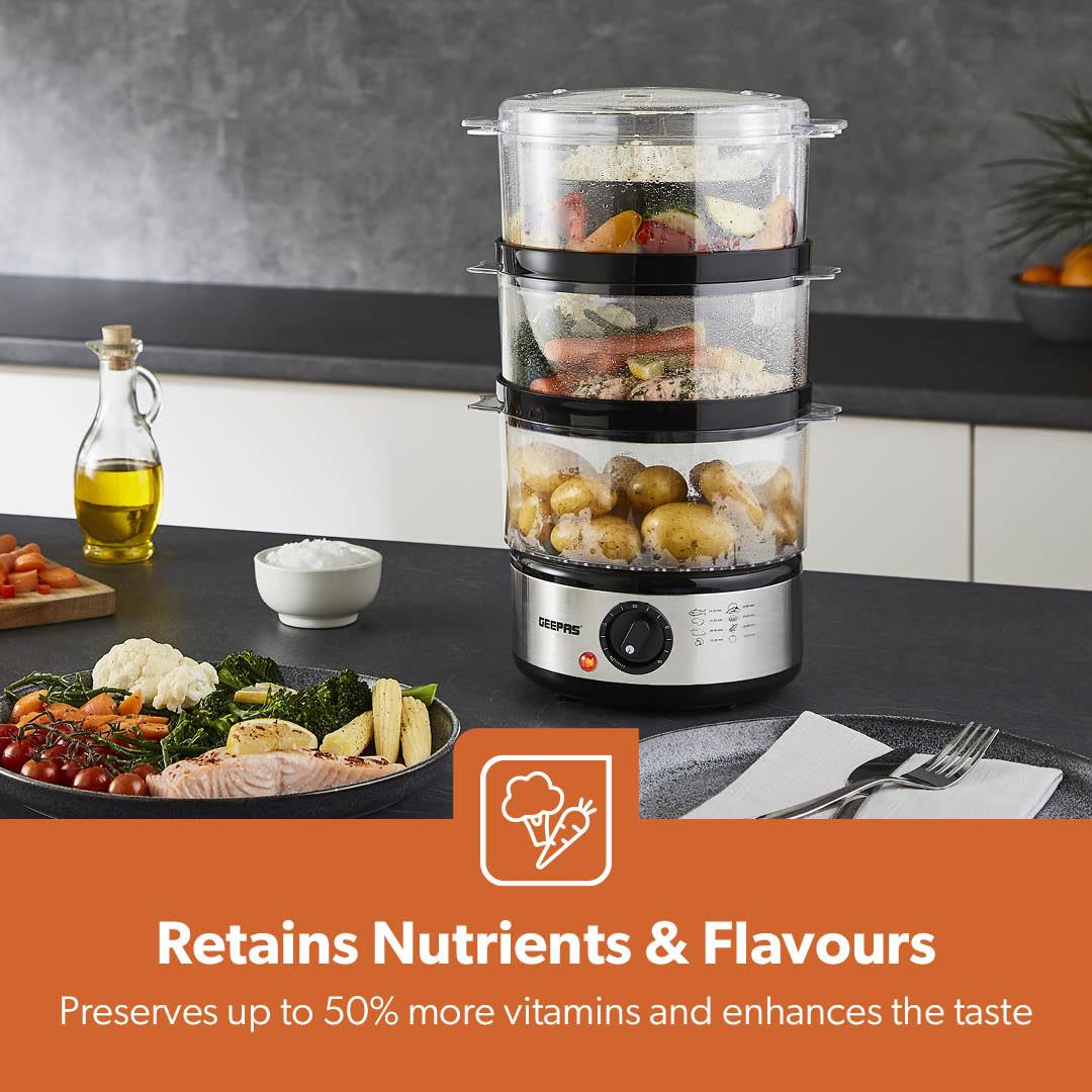 7.2L Stainless Steel Electric Food Steamer With 3 Tiers